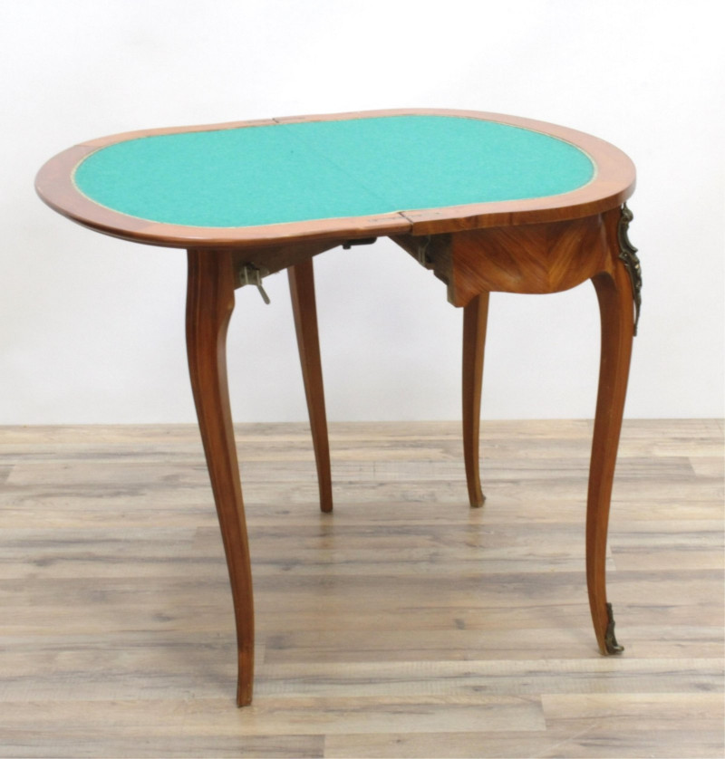 Marquetry Inlaid Flip Top Games Table