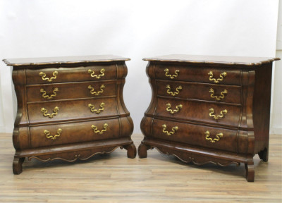 Image for Lot Pair Baker Burl Walnut Chest of Drawers
