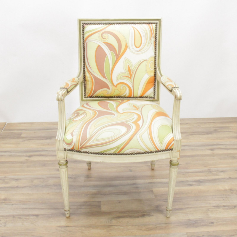 Louis XVI Style Fauteuil, Pucci Style Fabric
