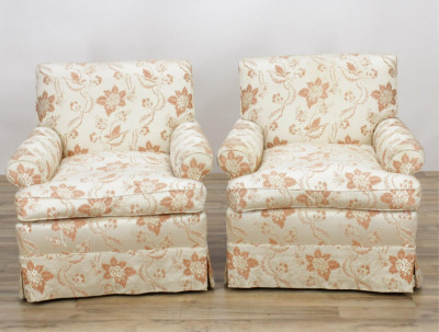 Image for Lot Pair of Upholstered Lounge Chairs