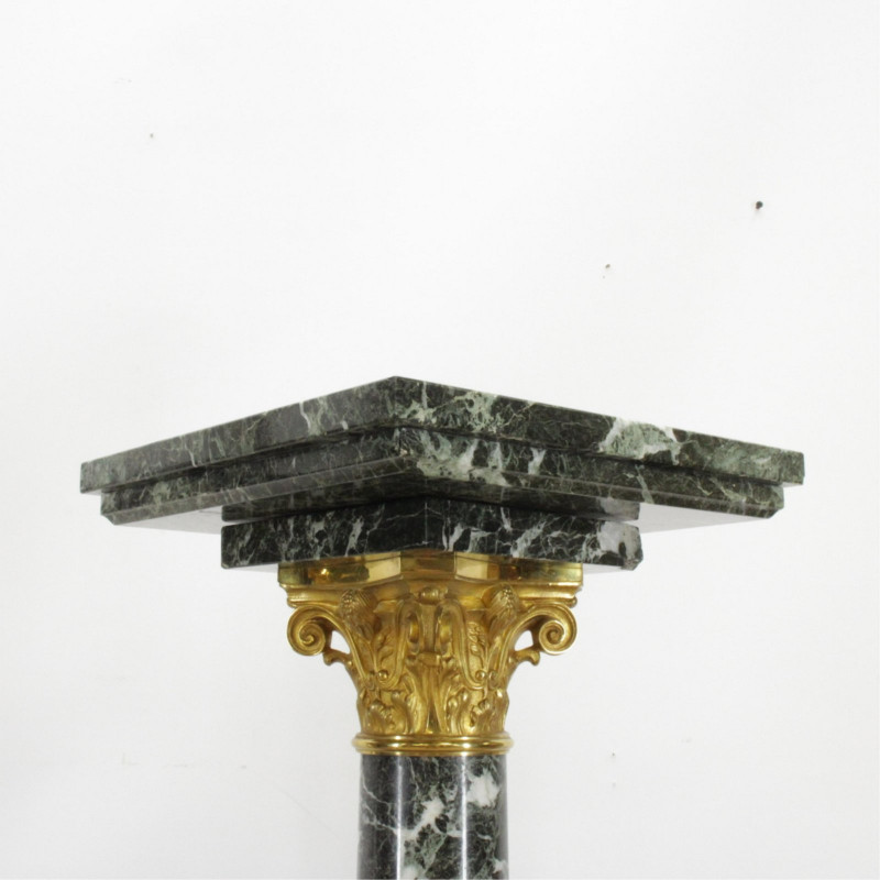 Pair French Ormolu & Marble Pedestal, 19th C.