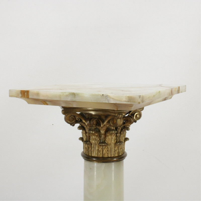 French Ormolu & White Onyx Pedestal, 19th C.