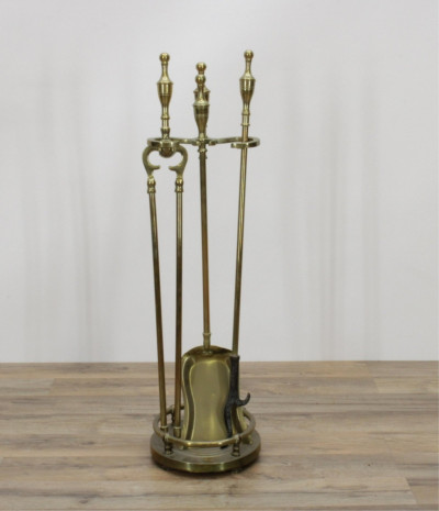 Brass Andirons and Fireplace Tools