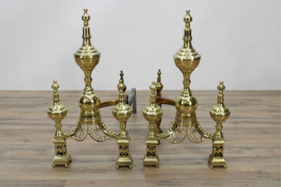 Pair of English Brass Andirons, 19th/20th C.