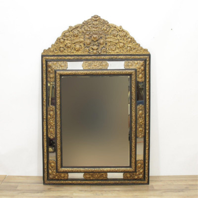Image for Lot Dutch Baroque Style Gilt Metal Cushion Mirror