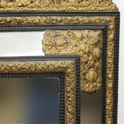 Dutch Baroque Style Gilt Metal Cushion Mirror