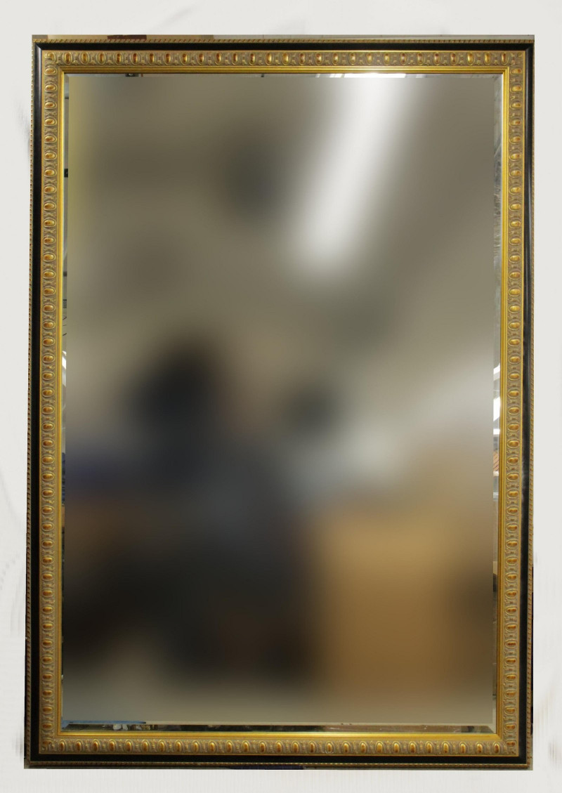 Massive Ebonized & Gilt Framed Mirror