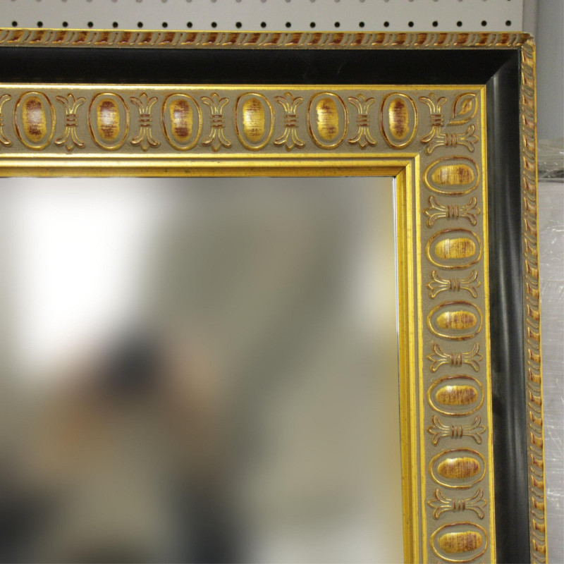 Massive Ebonized & Gilt Framed Mirror