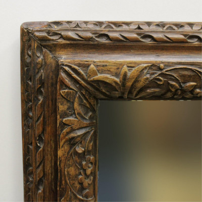 Large Victorian Hand Carved Wood Framed Mirror