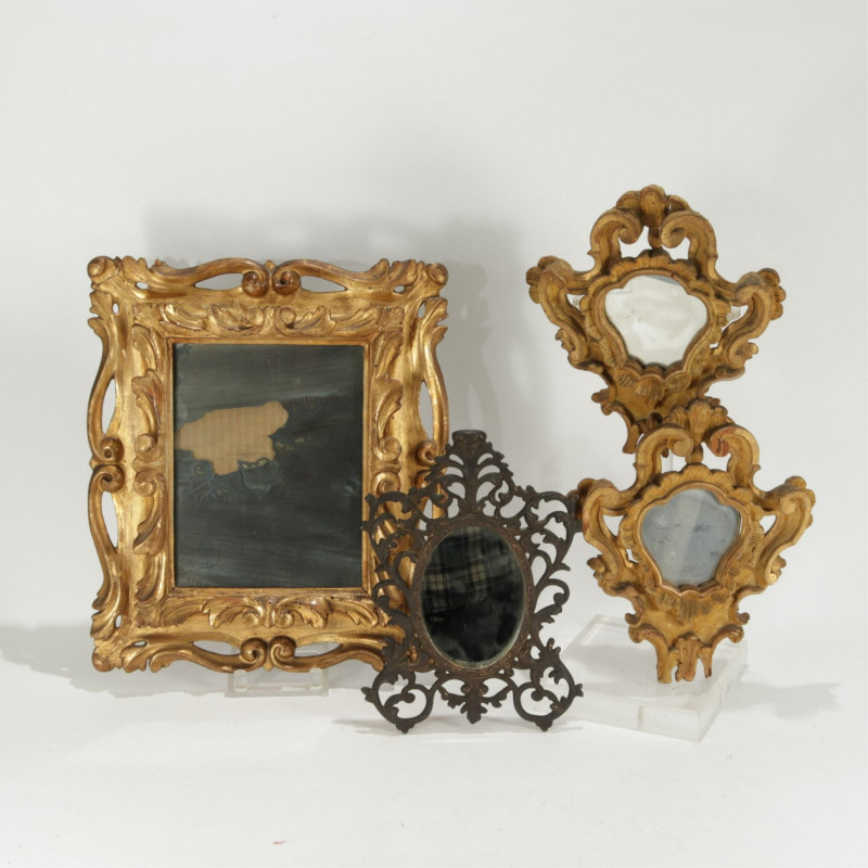 Antique Giltwood Framed Wall; Table Mirror