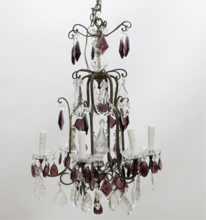 Louis XV Style Amethyst & Clear Glass Chandelier