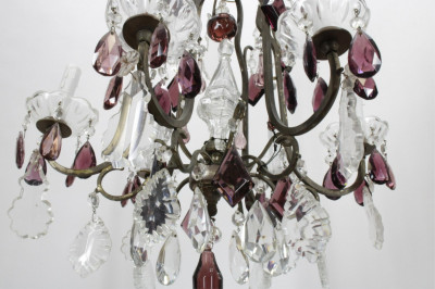 Louis XV Style Amethyst & Clear Glass Chandelier