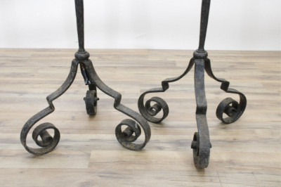 Two Pair Baroque Style Iron Torchieres