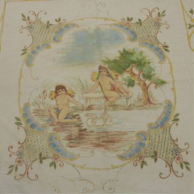 Image for Lot Hand Painted Style Angel and Flora Bedcover