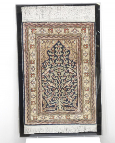 Image for Lot Framed Silk Prayer Rug, Tree of Life