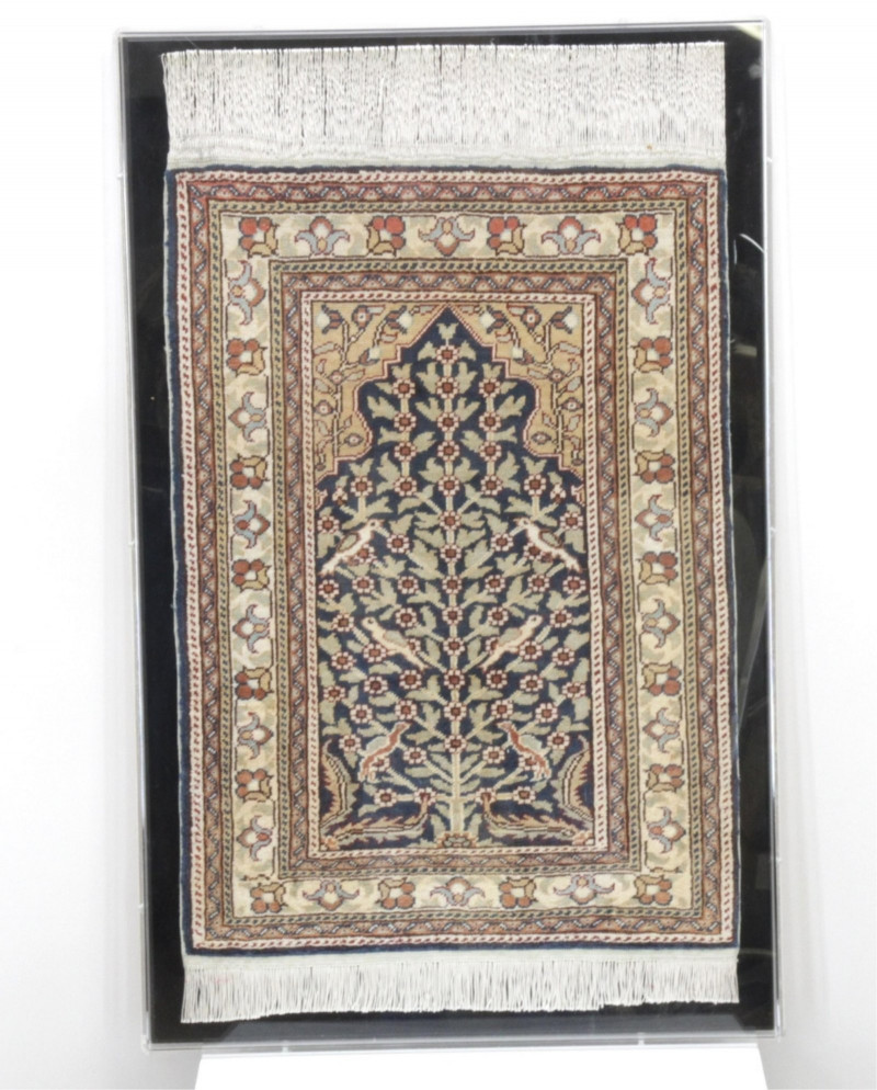 Framed Silk Prayer Rug, Tree of Life