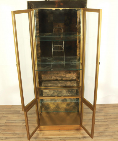 Mastercraft Brass and Glass Tall Display Cabinet