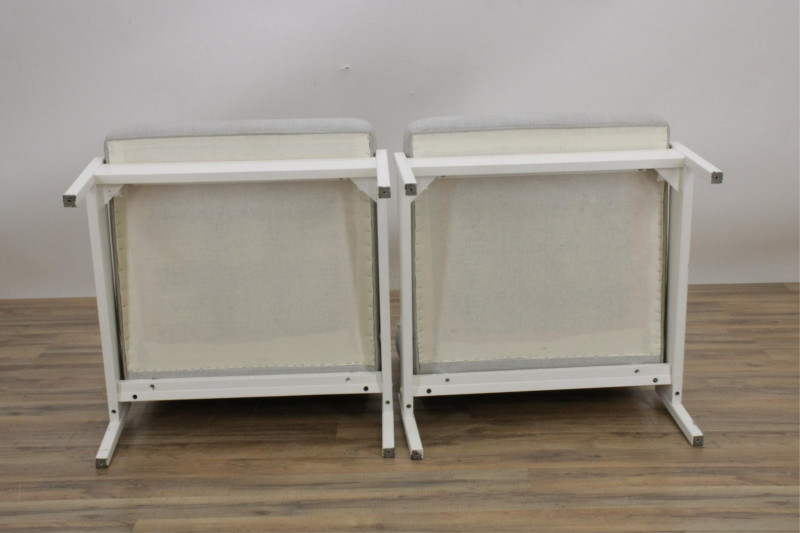 Pair Knoll White Painted Slipper Chairs