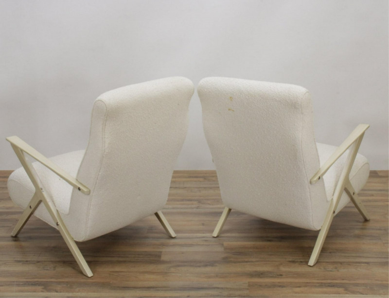 Pr Adrian Pearsall Style Cream Painted Armchairs