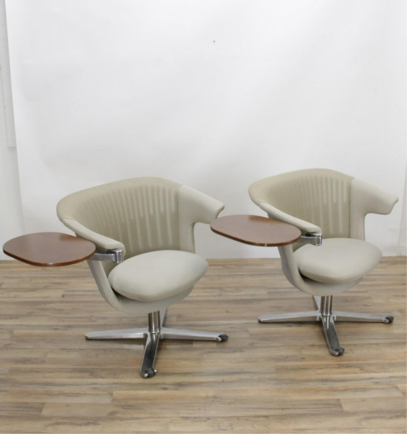 Pair Steelcase Swivel Chairs with Work Surface