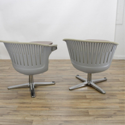Pair Steelcase Swivel Chairs with Work Surface