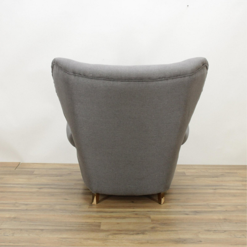 Danish Barrel Back Lounge Chair Grey Upholstery