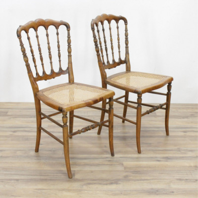 Image for Lot Pair of Charivari Wood/Cane Side Chairs