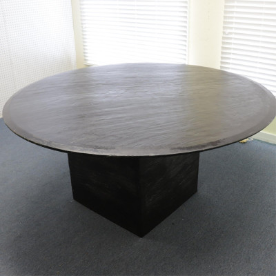 Round Slate Table on Square Base, possibly Powell