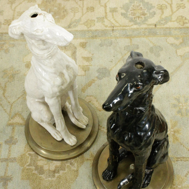 Two Porcelain Dog Figurine Cocktail Tables