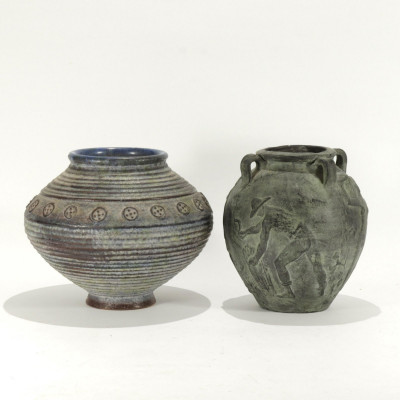 2 Jardinieres Pottery and Metal