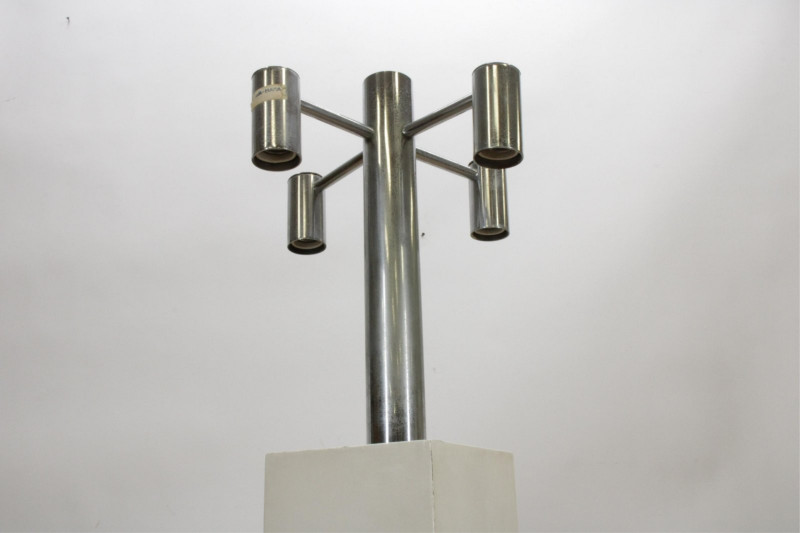 Sonneman Style Chrome and Lacquer Floor Lamp