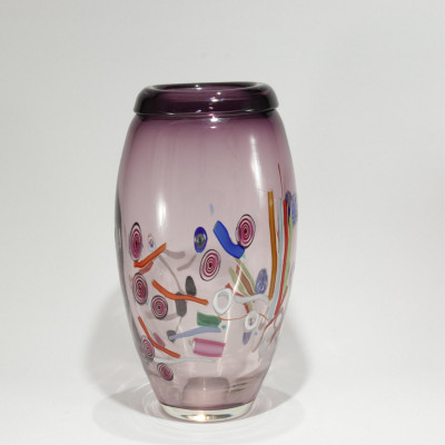 Contemporary Tim Lazer Glass Vase, another signed