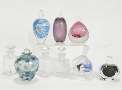 9 Art Glass Perfume Bottles; Baccarat