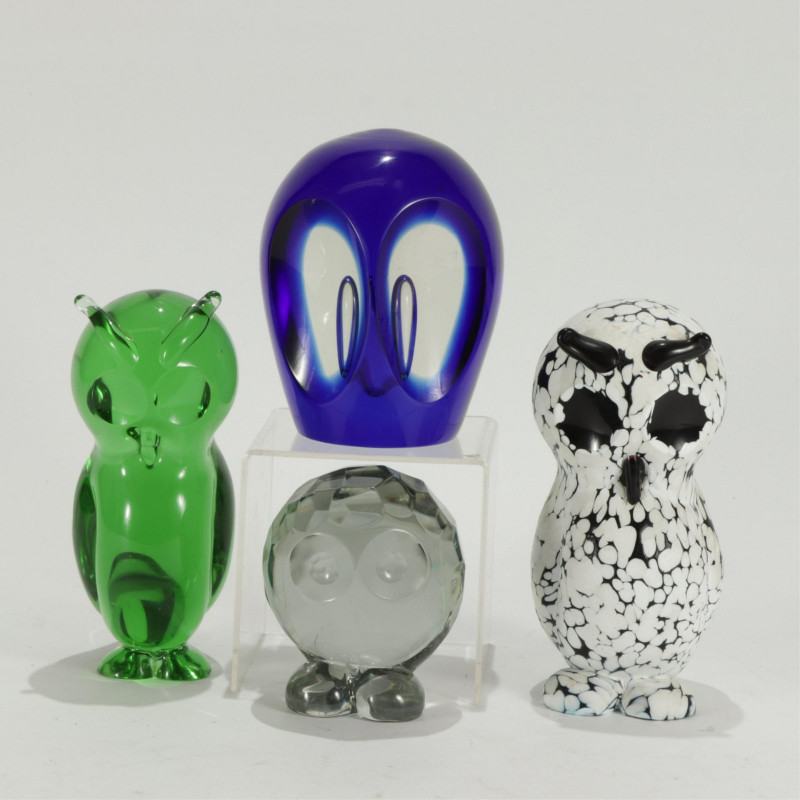 MCM Italian Glass Owls, A. Seguso, others