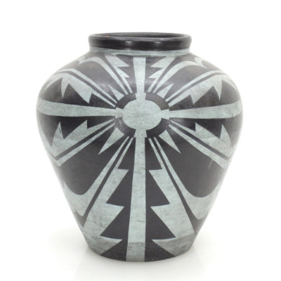 Image for Lot Large Southwest Style Vase Black & Grey Design