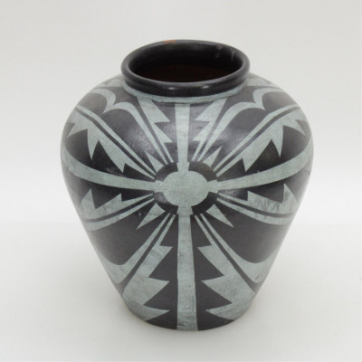 Large Southwest Style Vase Black & Grey Design