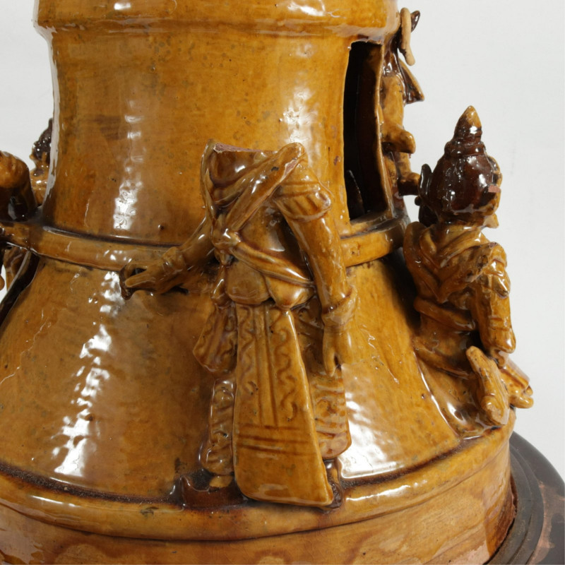 African Brown Glazed Figural Ceramic Lamp