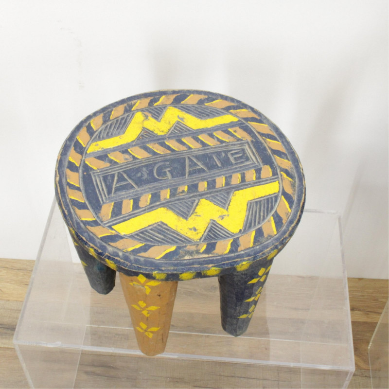 3 Nigerian Carved and Painted Stools