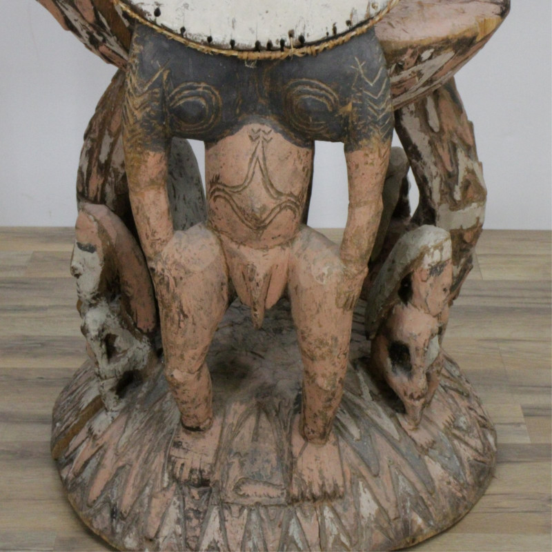 African Polychromed Wood Throne Chair