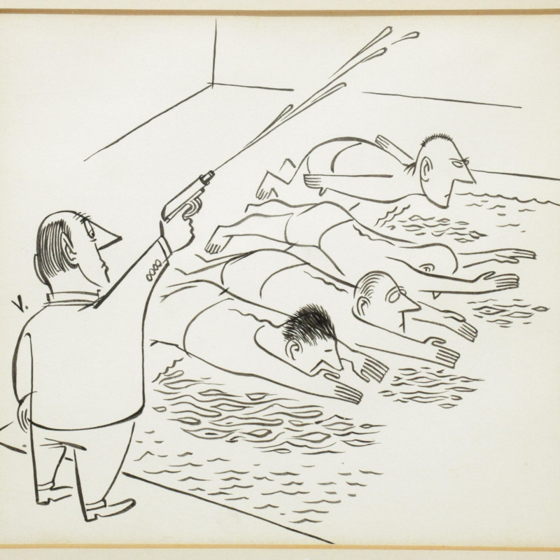 Virgil Partch 3 Cartoons, ink on paper