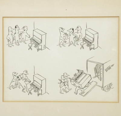 Virgil Partch 3 Cartoons, ink on paper