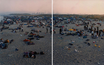 Massimo Vitali - Rosignano Dawn Diptych, from A Portfolio of Landscapes and Figures