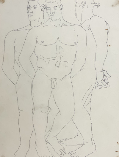 Image for Lot Manuel Rodríguez Lozano - Untitled (Three Male Nudes)