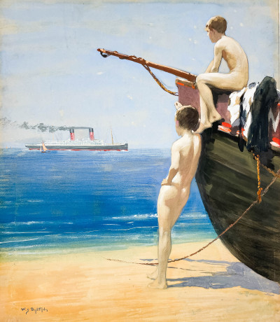 Image for Lot W.S. Bylityllis - Untitled (Boys on the Beach)