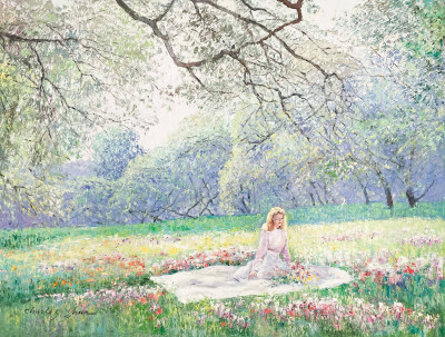 Image for Lot Charles Zhan - Woman in Field of Flowers