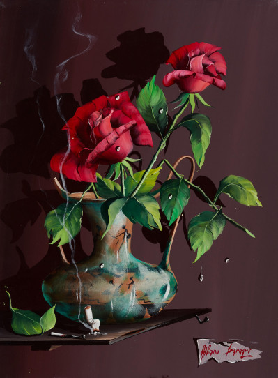 Image for Lot Alfano Dardari - Red Roses in a Vase