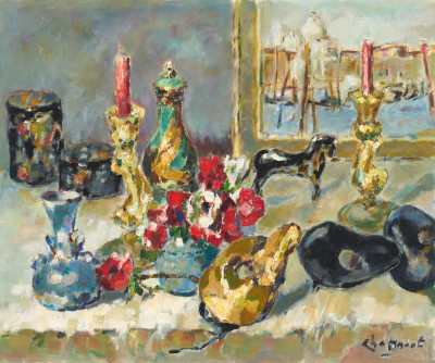 Image for Lot Alfred Chagniot - Still Life with Painting of Venice