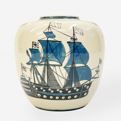 Image for Lot Lallemant Vase Depicting Sailing Ship