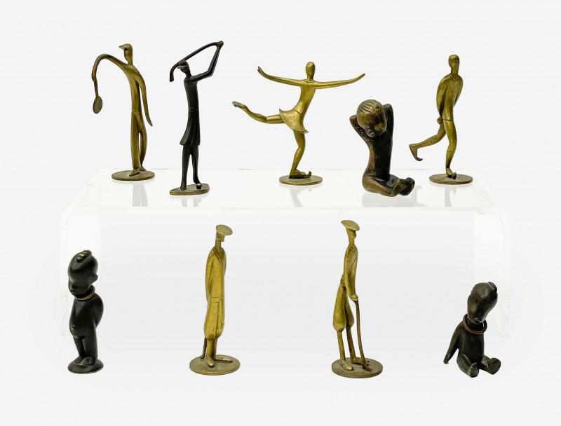 Werkstätte Hagenauer - Group of 9 Miniature Bronze Figures