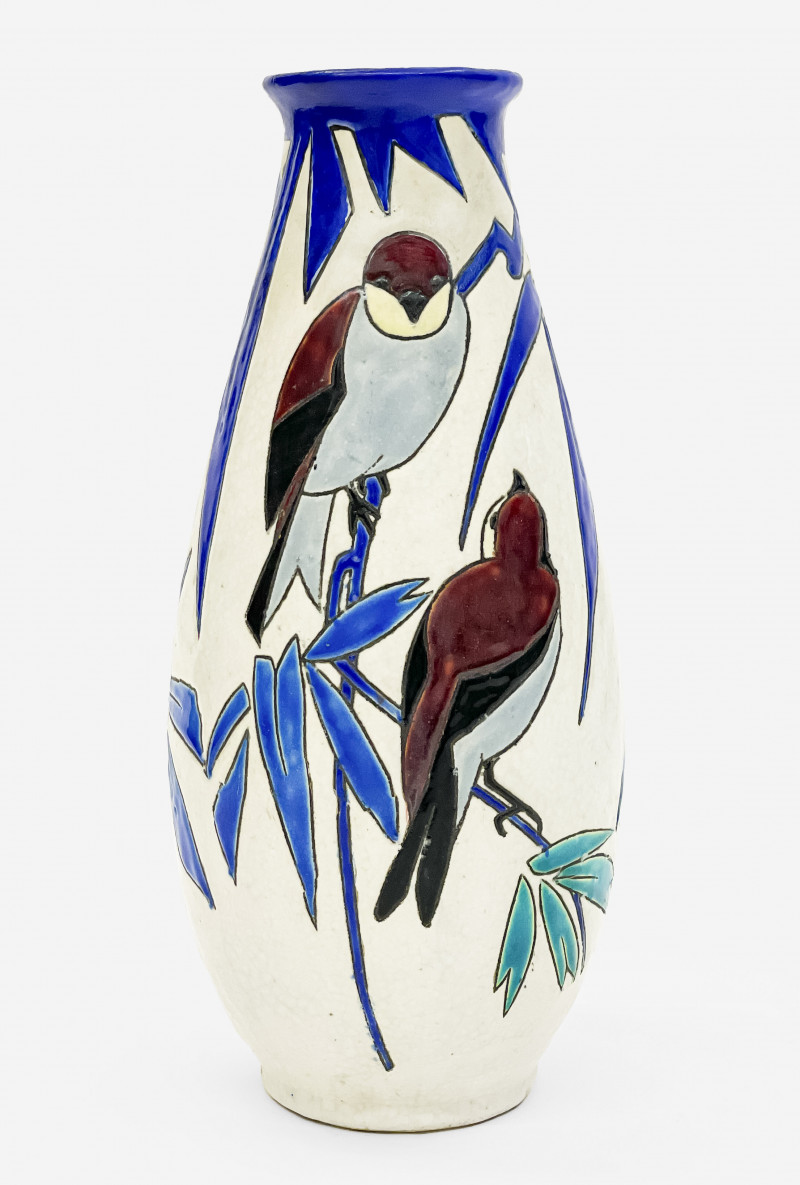 Boch Frères Keramis Vase with Birds
